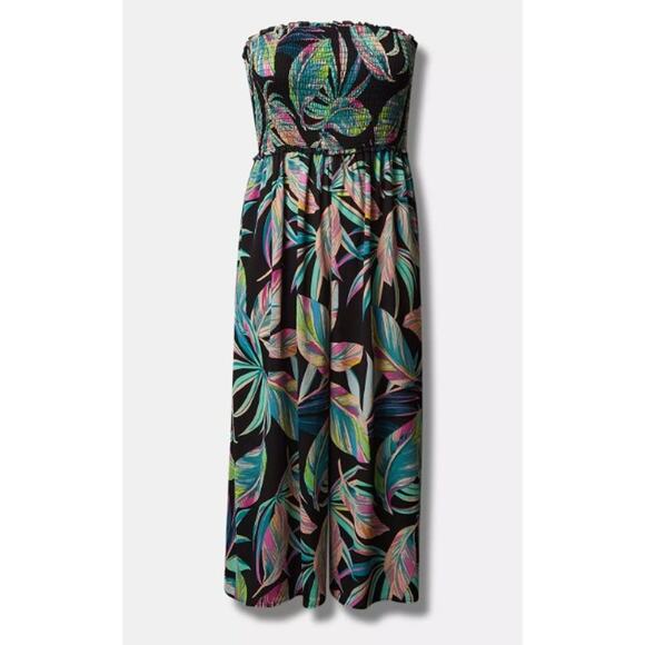 NWT Torrid Crepe Midi Smocked Coverup Jumpsuit Romper 5 5X - Picture 1 of 9